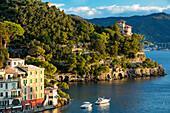 Early morning view over harbor town of Portofino, Liguria, Italy