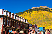 Historic downtown and fall color, Silverton, Colorado USA