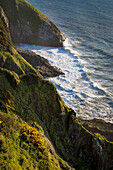 Rocky cliffs near Heceta Head Lighthouse along the Oregon Coast, USA