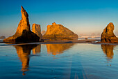 USA, Oregon, Bandon. Sonnenaufgang am Strand.