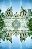 Church with clock face in Bordeaux, France.