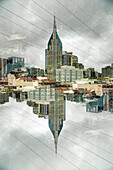 Doppelbelichtung der Skyline von Nashville, Tennessee, USA