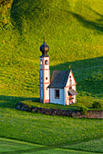 Europe, Italy, Dolomites, Val di Funes. Chapel of St. Barbara in mountain valley
