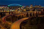 USA, Washington State. Seattle freeways at dusk