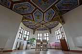 Schloss Leitzkau, Schloss Hobeck, bemalte Balkendecke, Hochzeitszimmer, Standesamt, Leitzkau, Gommern, Sachsen-Anhalt, Deutschland