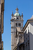 The bell tower of the Cathedral of Genoa, Liguria, Italy.
