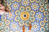 Mosaic tiled floor in the Bahia Palace in Marrakesh
