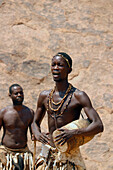 Namibia; Kunene region; northern Namibia; Damaraland; Damara Living Museum; Damara Mann performing traditional dances