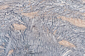 View from the Aiguille du Midi on a sand-covered glacier, Vallée de Chamonix-Mont-Blanc, Le Mont-Blanc, Bonneville, Haute-Savoie, Auvergne-Rhône-Alpes, France