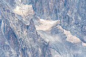 Details from the glacier on Mont Blanc, Vallée de Chamonix-Mont-Blanc, Le Mont-Blanc, Bonneville, Haute-Savoie, Auvergne-Rhône-Alpes, France