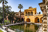 Mercury Pond or Estanque Del Mercurio, Gardens of the Alcazar Royal Palace, Seville Andalusia, Spain