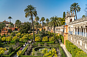 Die Gartenanlagen des Königspalast Alcázar, Sevilla Andalusien, Spanien 