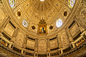 Dome of the Chapter House, image The Immaculate Conception by Bartolomé Esteban Murillo, Cathedral of Santa María de la Sede in Seville, Andalusia, Spain