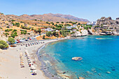 Blick auf den Strand von Agios Pavlos, Agios Pavlos, Südkreta, Kreta, griechische Inseln, Griechenland