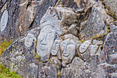 Faces on the rock, stone art project