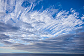 Spain, Canary Islands, La Palma Island, Puerto Naos, dramatic sky and view towards El Hierro Island