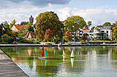 Blick auf Modellboote in der Eutiner Stadtbucht, Eutin, Holsteinische Schweiz, Ostholstein, Schleswig-Holstein, Deutschland