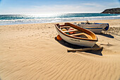 Fishing boats on Bolonia beach, Tarifa, Costa de la Luz, Andalusia, Spain