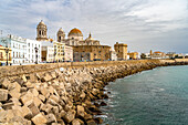 Promenade and Cathedral of Cadiz, Andalusia, Spain
