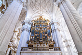 Organ in the interior of the Cathedral of Santa María de la Encarnación in Granada, Andalusia, Spain