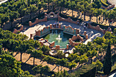 Parkanlage mit Brunnen Jardines de Pedro Luis Alonso von oben gesehen, Málaga, Andalusien, Spanien 