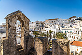 Wachturm der Casa del Mayorazgo und die weissen Häuser von Vejer de la Frontera, Andalusien, Spanien