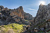 Landscape along the Río Bailón hiking trail near Zuheros, Andalusia, Spain