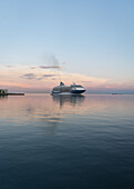 Cruise ship arrives in Trieste, Friuli Venezia Giulia, Italy early in the morning.