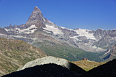 The Matterhorn seen from the Fuhalp, Mattertal, Zermatt, Valais, Switzerland.