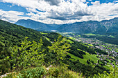 View from the Eternal Wall at the Predigtstuhl near Bad Goisern, Salzkammergut, Upper Austria, Austria