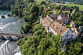 Laufen Castle and Rheinfall Bridge near Neuhausen am Rheinfall, Switzerland, Europe