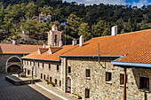 Exterior view of the Kykkos Monastery in the Troodos Mountains, Cyprus, Europe