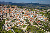 Aerial view of Pano Lefkara cityscape, Cyprus, Europe