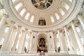 Interior with dome and organ in St. Blasius Cathedral in St. Blasien, Black Forest, Baden-Württemberg, Germany