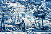 Mural made of typical blue tiles azulejos in the Sé do Porto Cathedral, Porto, Portugal, Europe