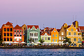 Colorful buildings, architecture in capital city Willemstad, Curacao.