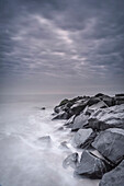 USA, New Jersey, Cape May National Seashore. Stormy shoreline landscape