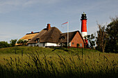 Leuchtturm der Insel Pellworm, Pension Leuchtfeuer, Nordfriesland, Nordsee, Schleswig-Holstein, Deutschland