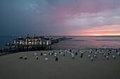 Sunrise at the Sellin pier, Ruegen Island, Mecklenburg-West Pomerania, Germany