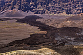 At the volcano Pico do Fogo on Cape Verde you can distinguish different eruptions by the colors
