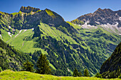 Schneck, 2268m, Himmelhorn, 2111m, with the Rädlergrat, Thumb Group and Großer Wilder, 2379m, Hochvogel Group and Rosszahn Group, Allgäu Alps, Allgäu, Bavaria, Germany, Europe