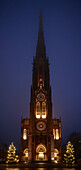 Mayor Smidt Memorial Church illuminated for Christmas in Bremerhaven, Bremen, Germany