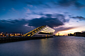 Docklands building at dusk in Hamburg, Germany, Europe