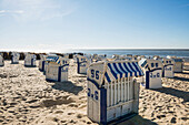 Beach chairs, Duhnen, Cuxhaven, North Sea, Lower Saxony, Germany