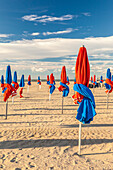 Colorful umbrellas on the beach at Deauville, Calvados, Normandy, France