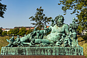 Skulptur Nilen, Statue des Nil Gott an der Brücke Dronning-Louises-Bro, Kopenhagen, Dänemark, Europa