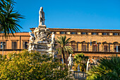 Baroque monument Teatro Marmoreo and the Royal Palace Palazzo dei Normanni Palermo, Sicily, Italy, Europe