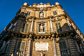 Fassade des barocken Platz Quattro Canti, Palermo, Sizilien, Italien, Europa