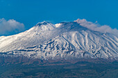 The snow-capped Etna volcano, Sicily, Italy, Europe