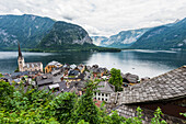 Hallstatt on Lake Hallstatt in the Salzkammergut, Upper Austria, Austria